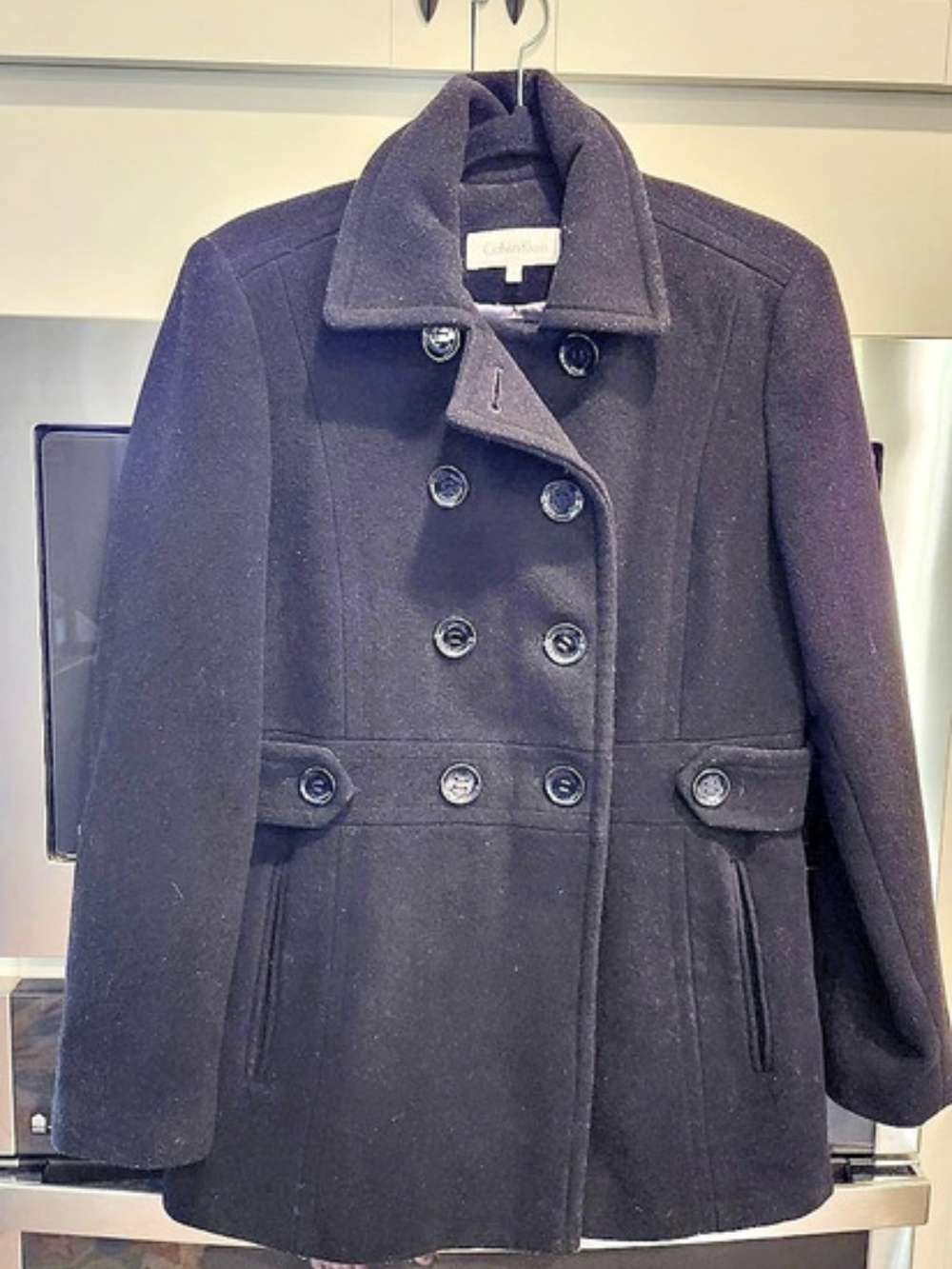 Calvin Klein Wool Blend Pea Coat Black Size 4 Like New